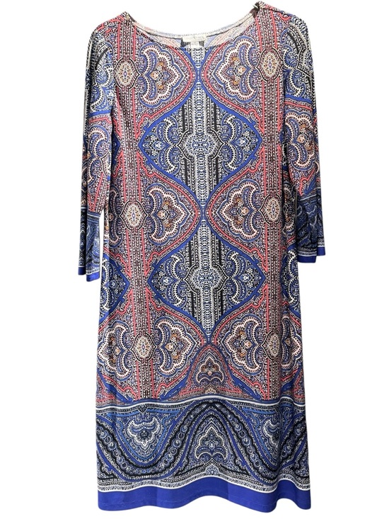 London Times Dresses & Skirts - London Times Blue, Pink & Cream Paisley 3/4 Sleeve Women's Shift Dress Size 10